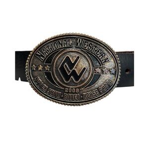 National Western Stockshow Rodeo Horse Show Men's Size 40 Belt 2008 Buckle Black